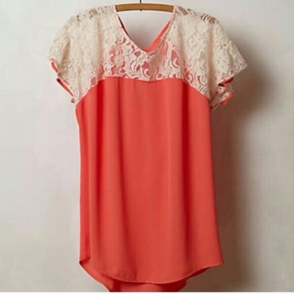 Coral and lace shirt